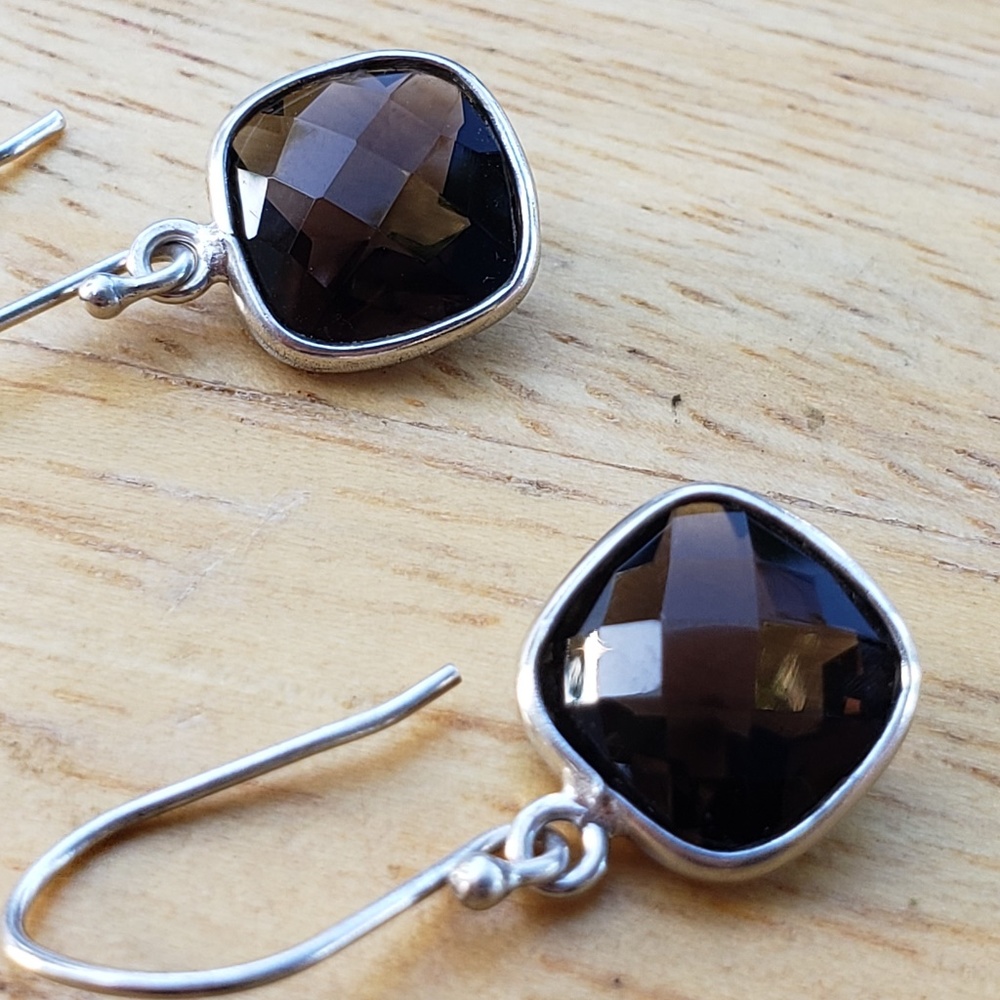 1ctw Smokey Quartz Dangle Earrings